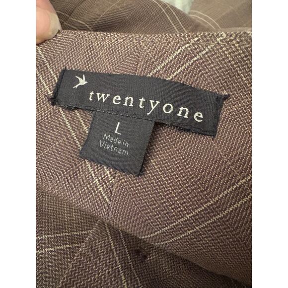 Twentyone Plaid Button Front Belted Pencil Skirt Brown High Waist L (JR) - Picture 7 of 7